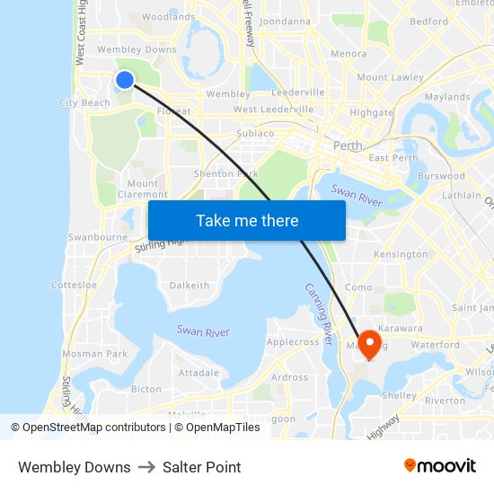 Wembley Downs to Salter Point map