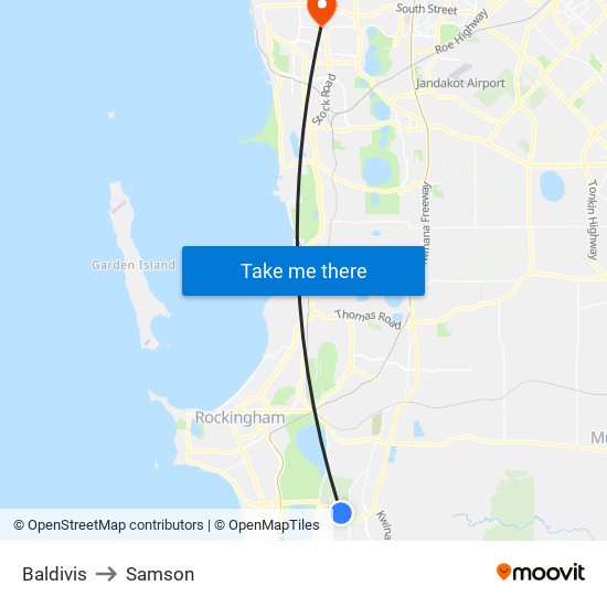 Baldivis to Samson map