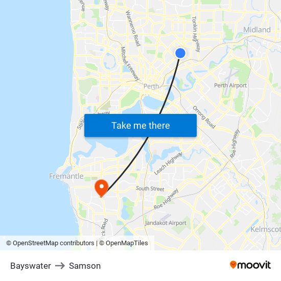 Bayswater to Samson map