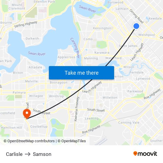 Carlisle to Samson map