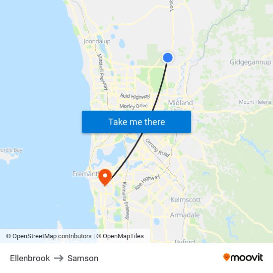 Ellenbrook to Samson map