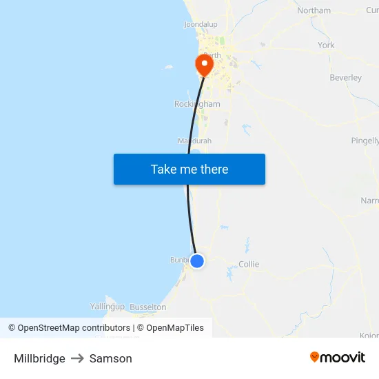 Millbridge to Samson map