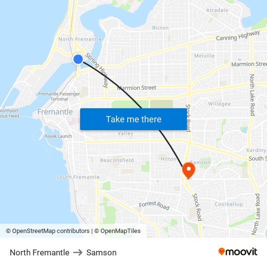 North Fremantle to Samson map