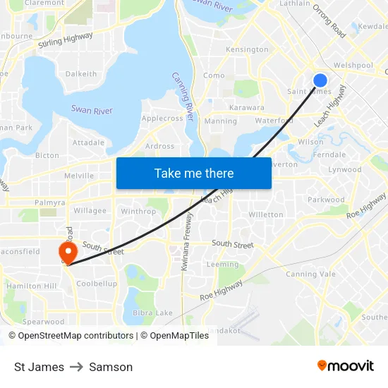 St James to Samson map