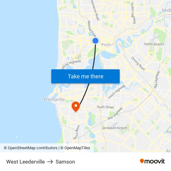 West Leederville to Samson map