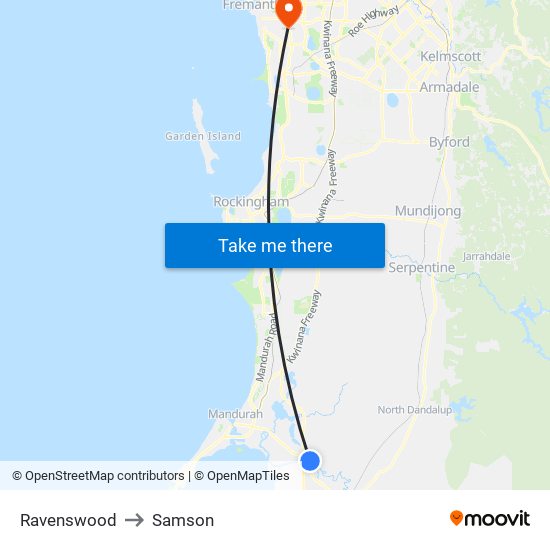 Ravenswood to Samson map