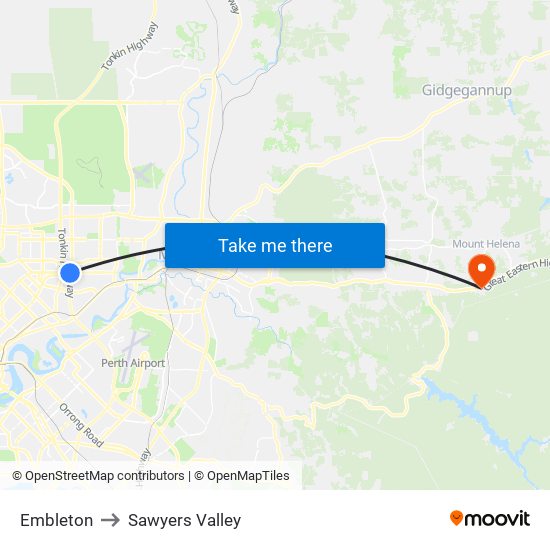 Embleton to Sawyers Valley map