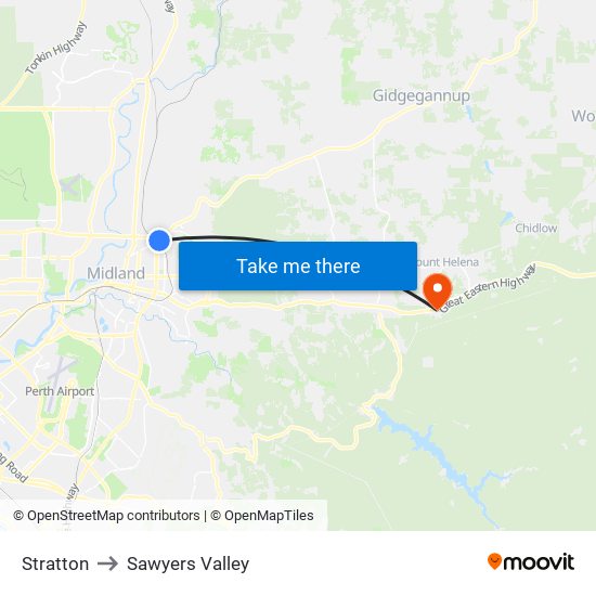 Stratton to Sawyers Valley map