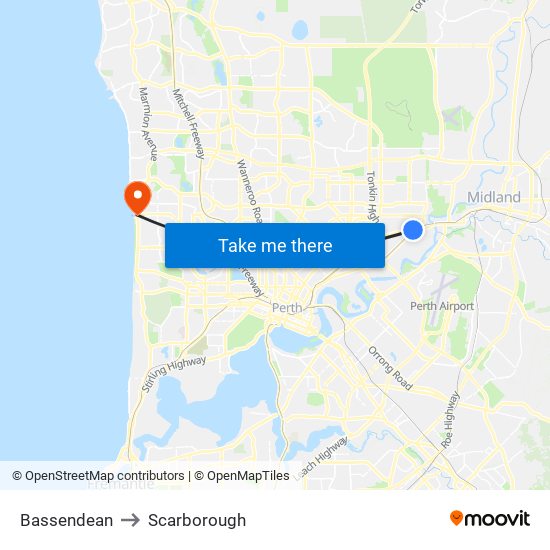 Bassendean to Scarborough map