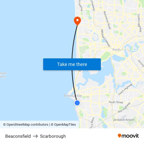 Beaconsfield to Scarborough map