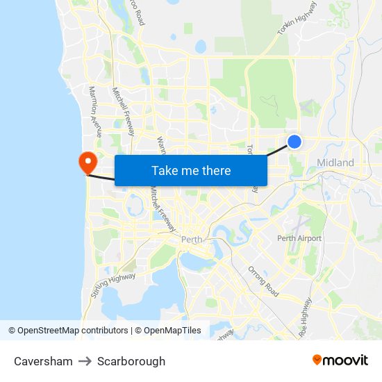 Caversham to Scarborough map