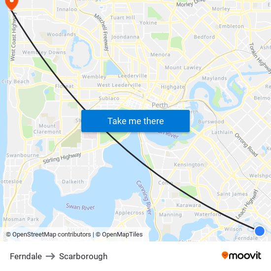 Ferndale to Scarborough map