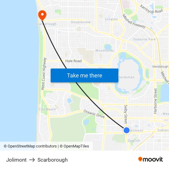 Jolimont to Scarborough map