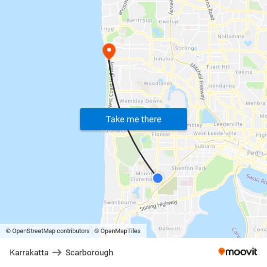 Karrakatta to Scarborough map