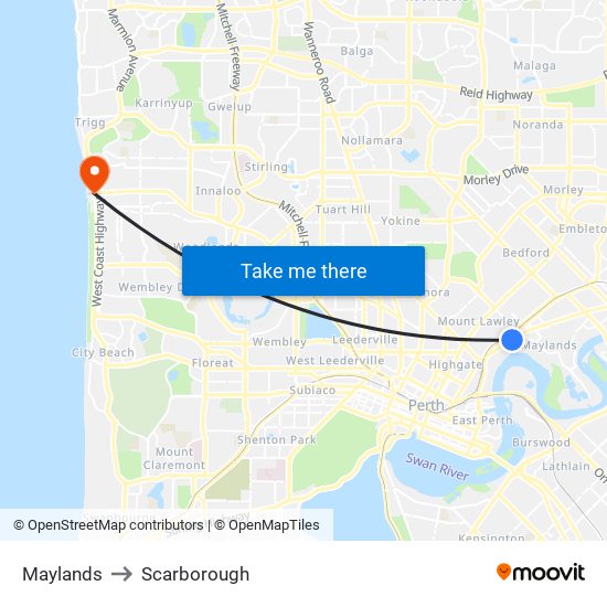 Maylands to Scarborough map