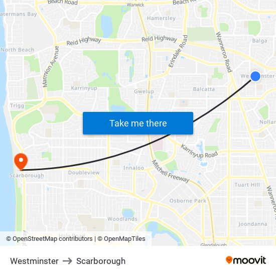 Westminster to Scarborough map