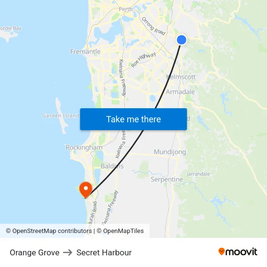 Orange Grove to Secret Harbour map
