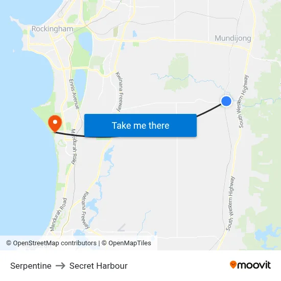 Serpentine to Secret Harbour map