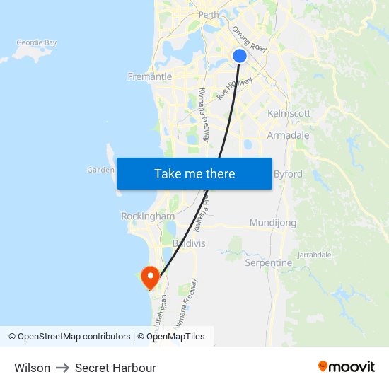 Wilson to Secret Harbour map