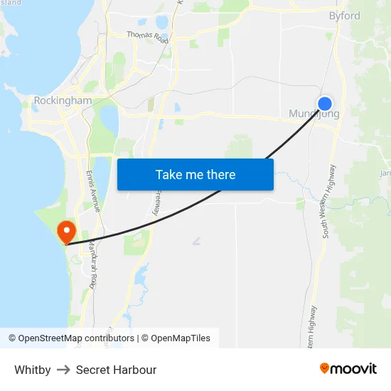 Whitby to Secret Harbour map