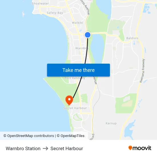 Warnbro Station to Secret Harbour map