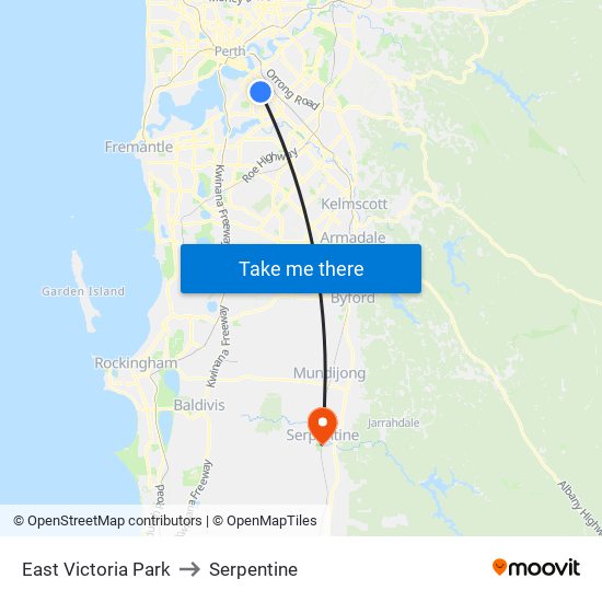 East Victoria Park to Serpentine map