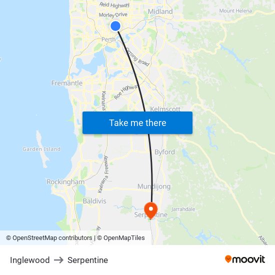 Inglewood to Serpentine map