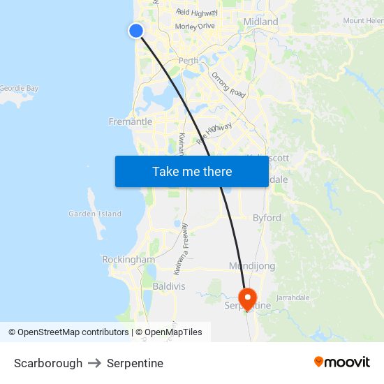 Scarborough to Serpentine map
