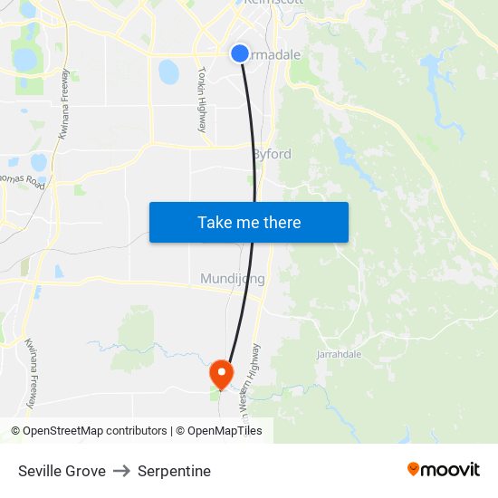 Seville Grove to Serpentine map