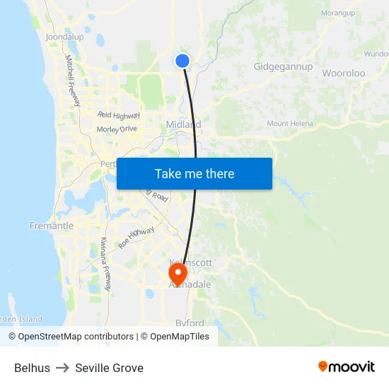 Belhus to Seville Grove map