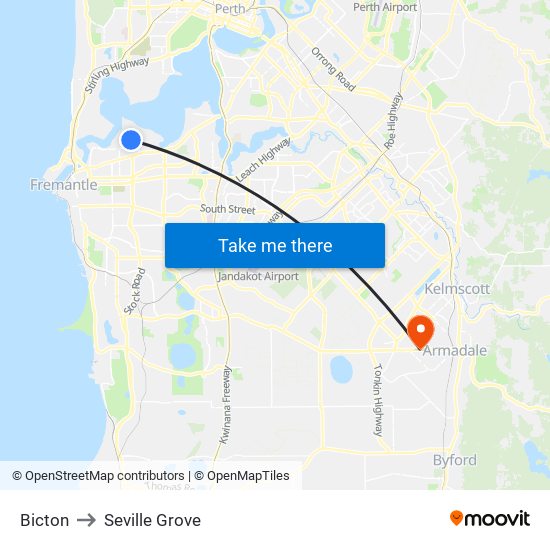 Bicton to Seville Grove map