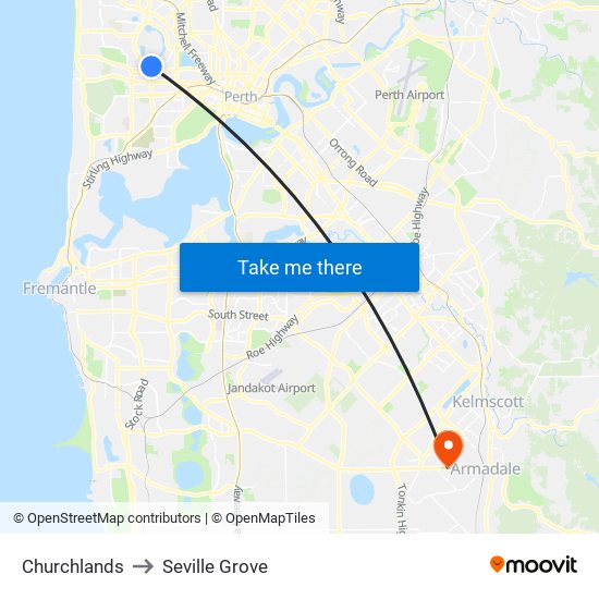 Churchlands to Seville Grove map