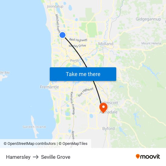 Hamersley to Seville Grove map