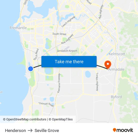 Henderson to Seville Grove map