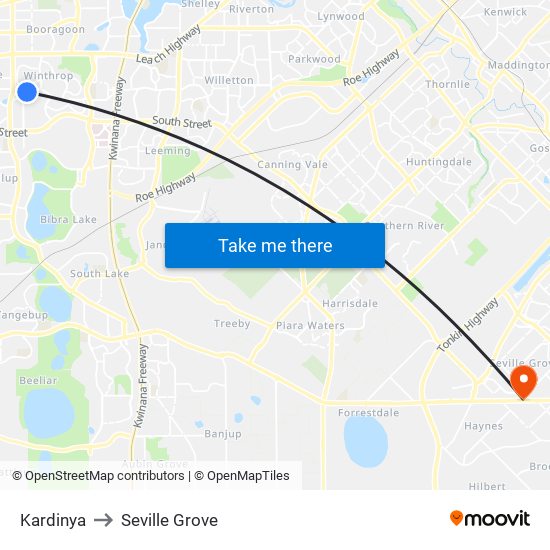 Kardinya to Seville Grove map