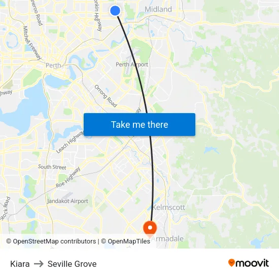 Kiara to Seville Grove map
