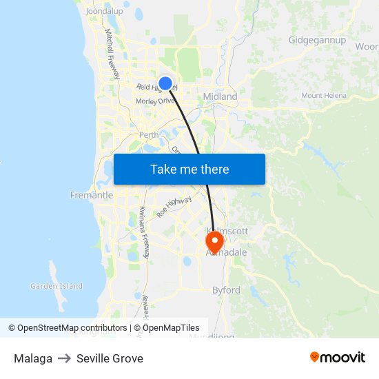 Malaga to Seville Grove map