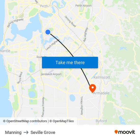 Manning to Seville Grove map