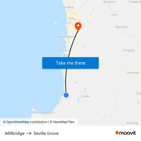 Millbridge to Seville Grove map