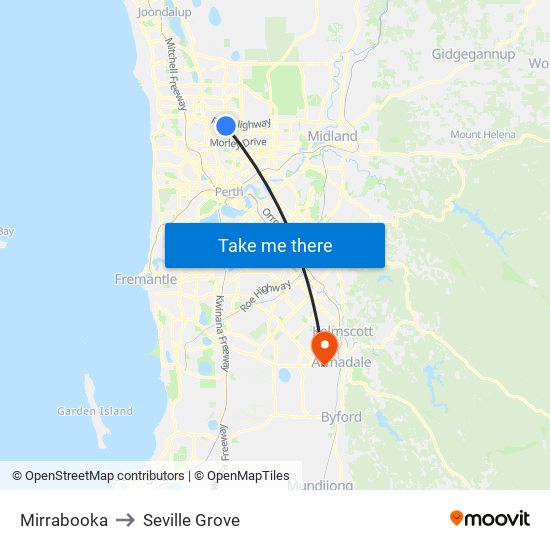 Mirrabooka to Seville Grove map