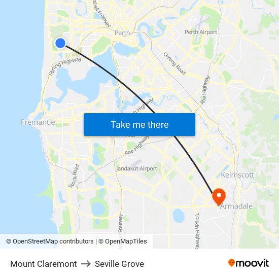 Mount Claremont to Seville Grove map