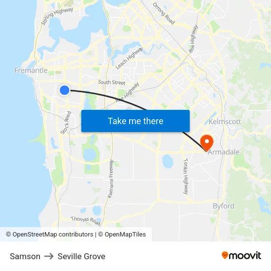 Samson to Seville Grove map