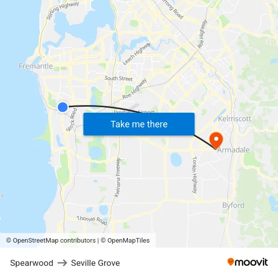 Spearwood to Seville Grove map