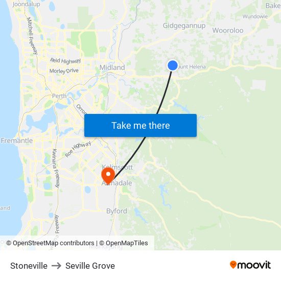 Stoneville to Seville Grove map