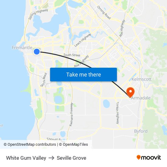 White Gum Valley to Seville Grove map