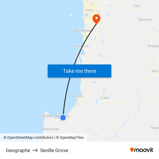 Geographe to Seville Grove map