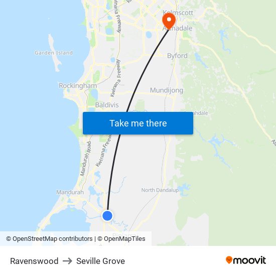 Ravenswood to Seville Grove map