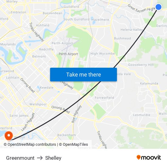 Greenmount to Shelley map