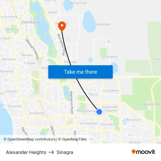 Alexander Heights to Sinagra map