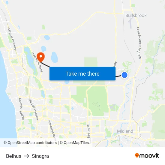Belhus to Sinagra map